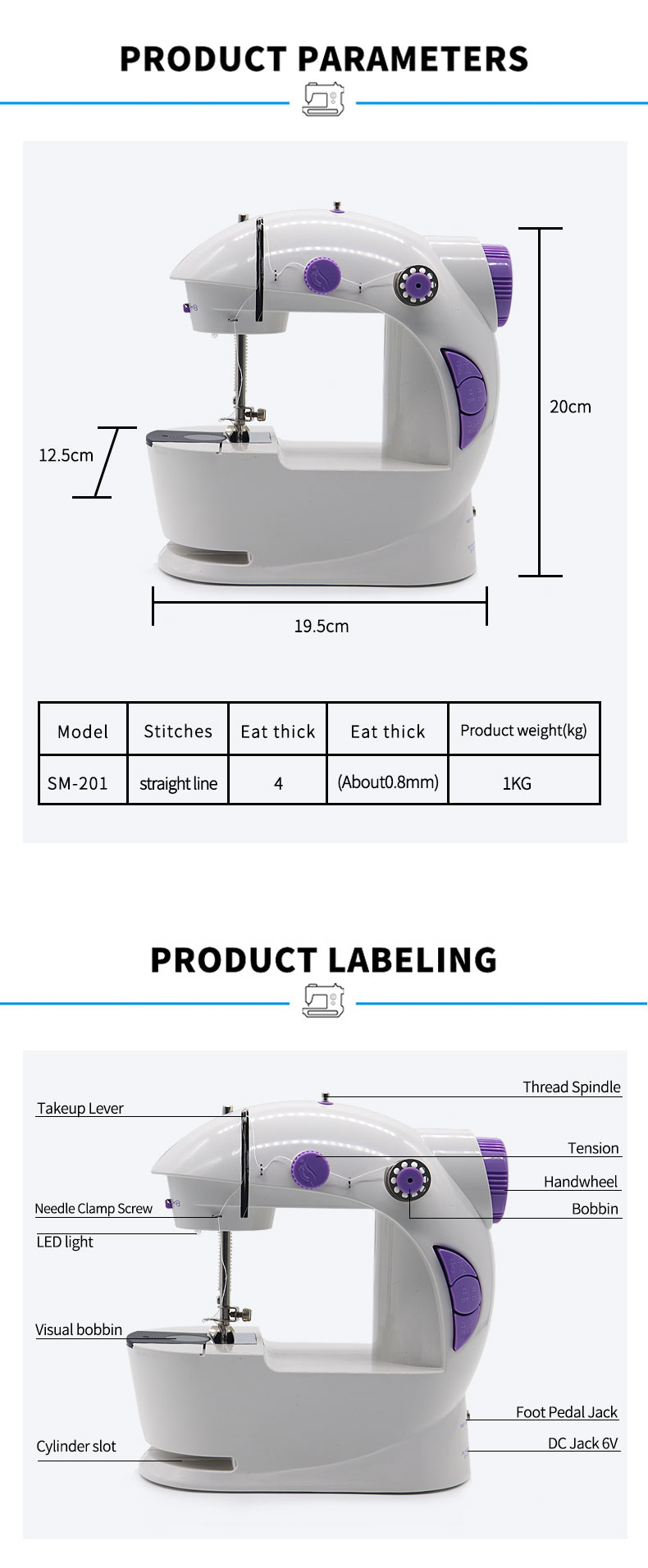 UFR-201 Straight Stitch Cloth Stitching Hand Sewing Machine for Garment Retailers