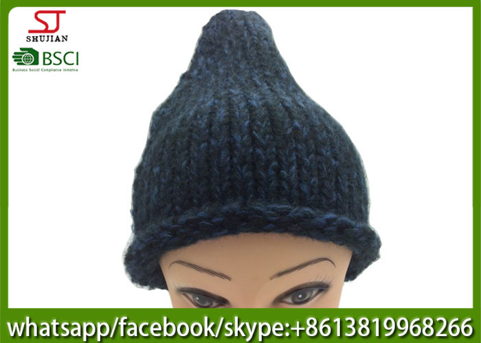 Chinese manufactuer winter knitting hat cap with brim beanie 100g 23*27cm 100%Acrylic keep warm