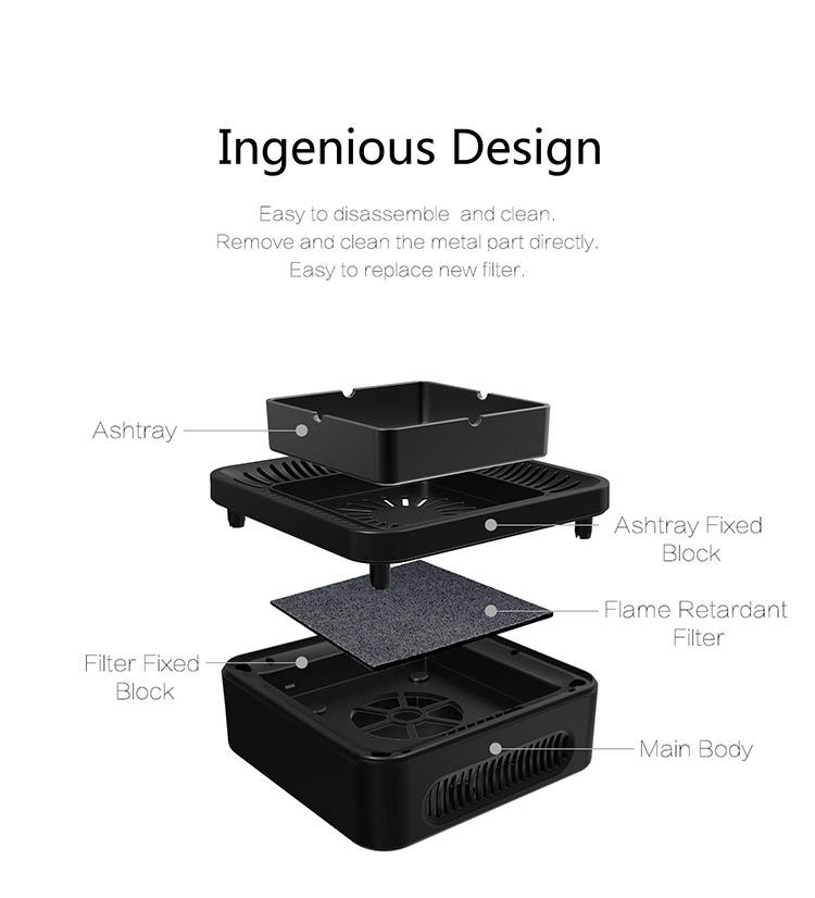 2023 New Arrival HEPA Filter High Quality Purification Air Purifier Negative Ions Ashtray Air Purifier Aromatherapy Machine