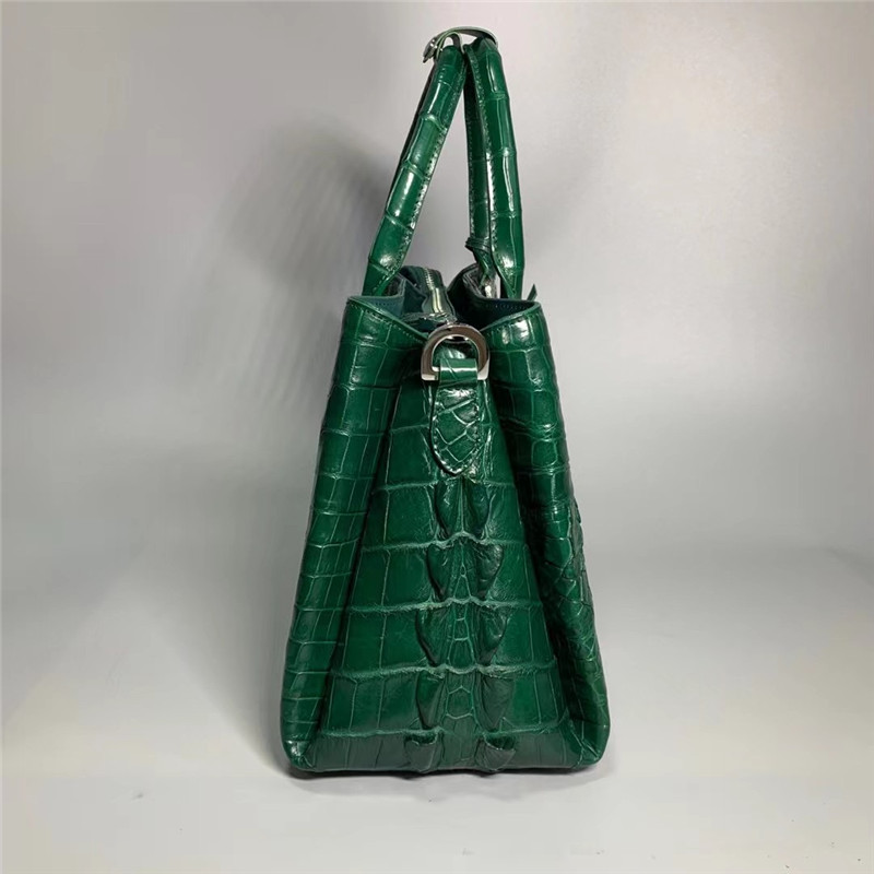 Exotic Alligator Skin Women's Working Purse Large Shoulder Bag Authentic True Crocodile Leather Lady Green Totes Handbag