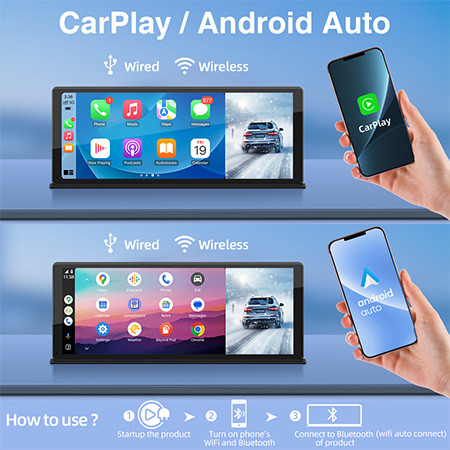Hot Sale 11.3 Inch 4K Dashcam Carplay Touch Screen With Wireless CarPlay Android Auto Multimedia Auto Radio Support GPS WIFI Bluetooth