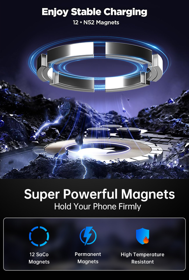 Qi2 Wireless Charger Starry Sky Lighting Effect Magnetic Car Wireless Charging Bracket Built-In Silent Cooling Fan