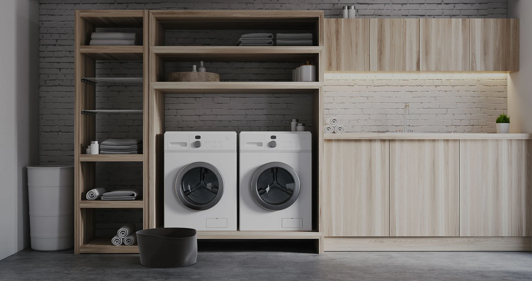 Waterproof Laundry Storage Cabinet with 3D Design 2D Shop Drawing Support from YALIG
