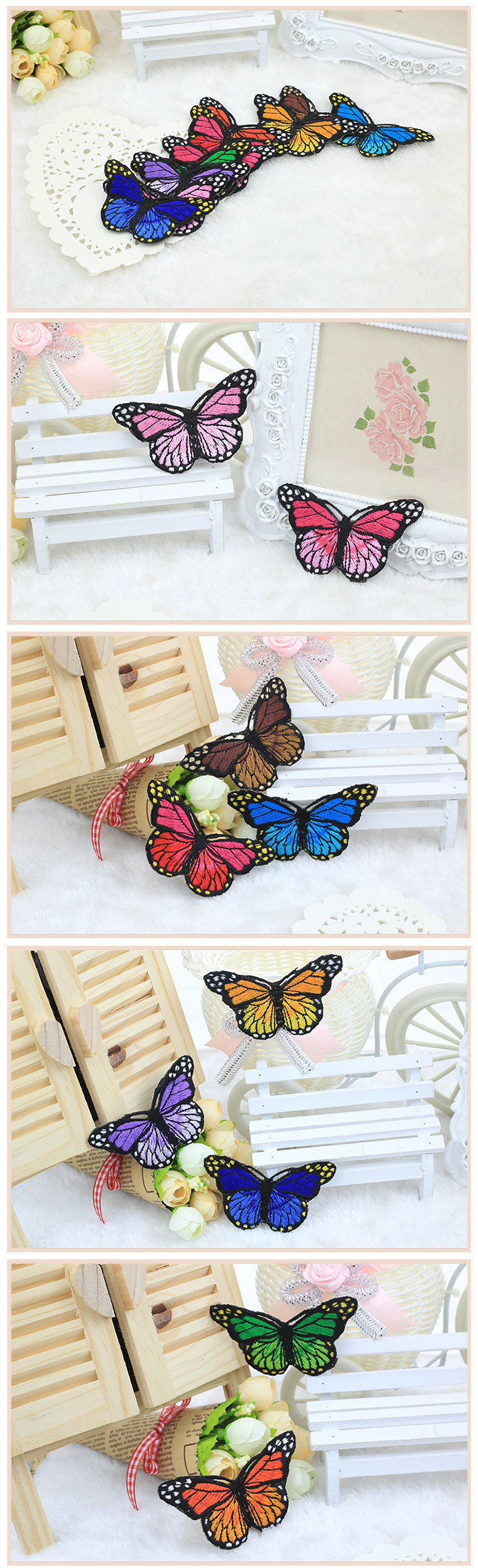 Garment Accessories Butterfly Embroidery Applique with Different Color