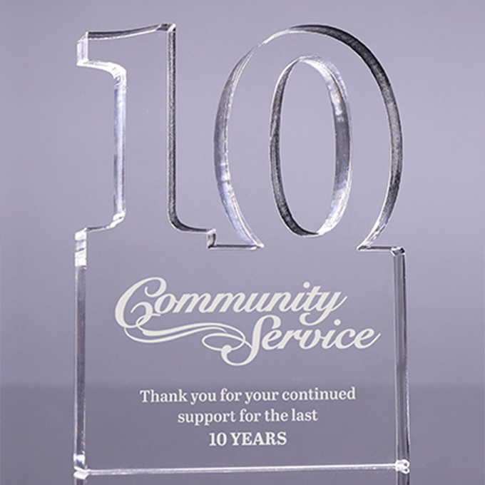 Clear Plexiglass Number Acrylic Award Block Custom Printing For Company Events