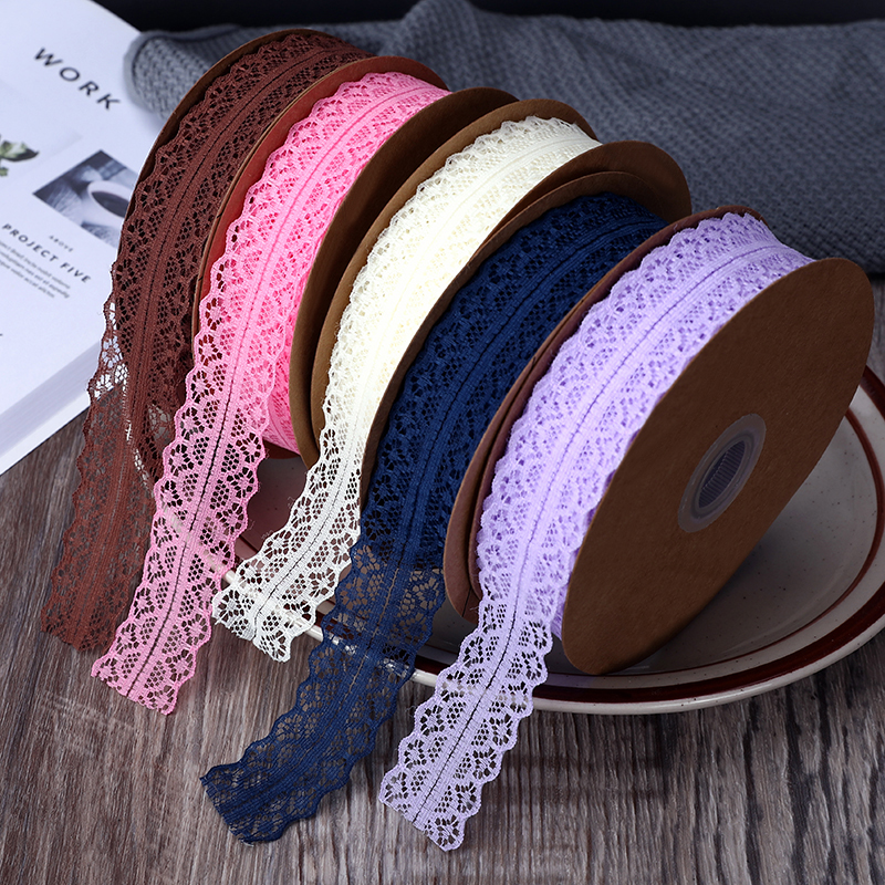 2.5cm Elastic Band Hollow Flower Ribbon for Sewing Clothing Garment Macaron red wine color Decorative Lace Trim