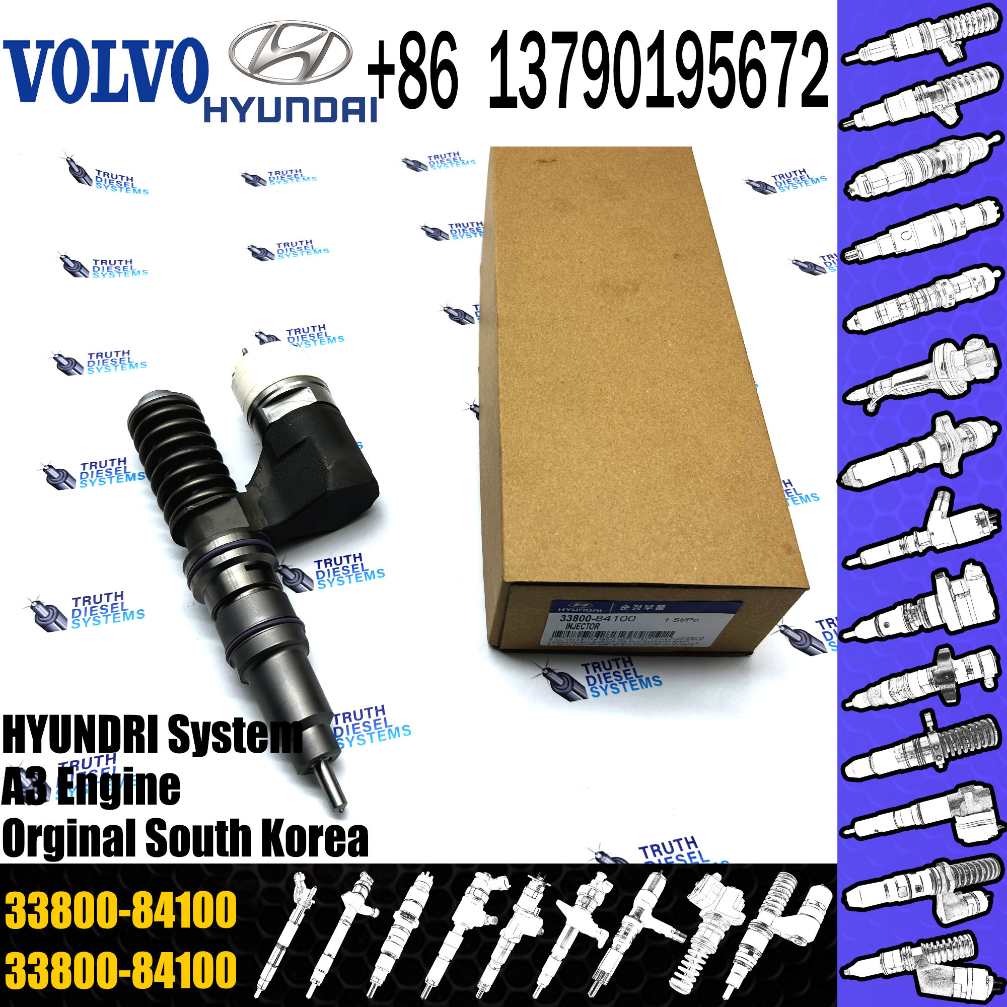 Engine fuel injector RE64866 RE63052 8113177 8170966 8113409 8113411 8113837 RE504469 RE504468 33800-84000 33800-84100