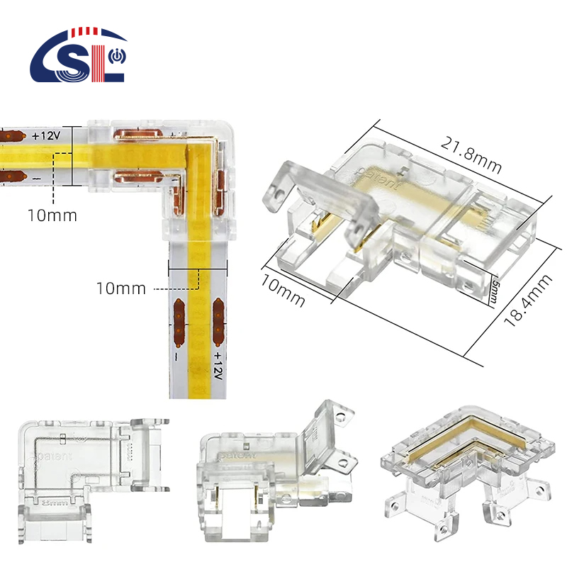 5mm 8mm 10mm LED Strip Connector L Shape Dual End Single End Transparent Reusable IP20