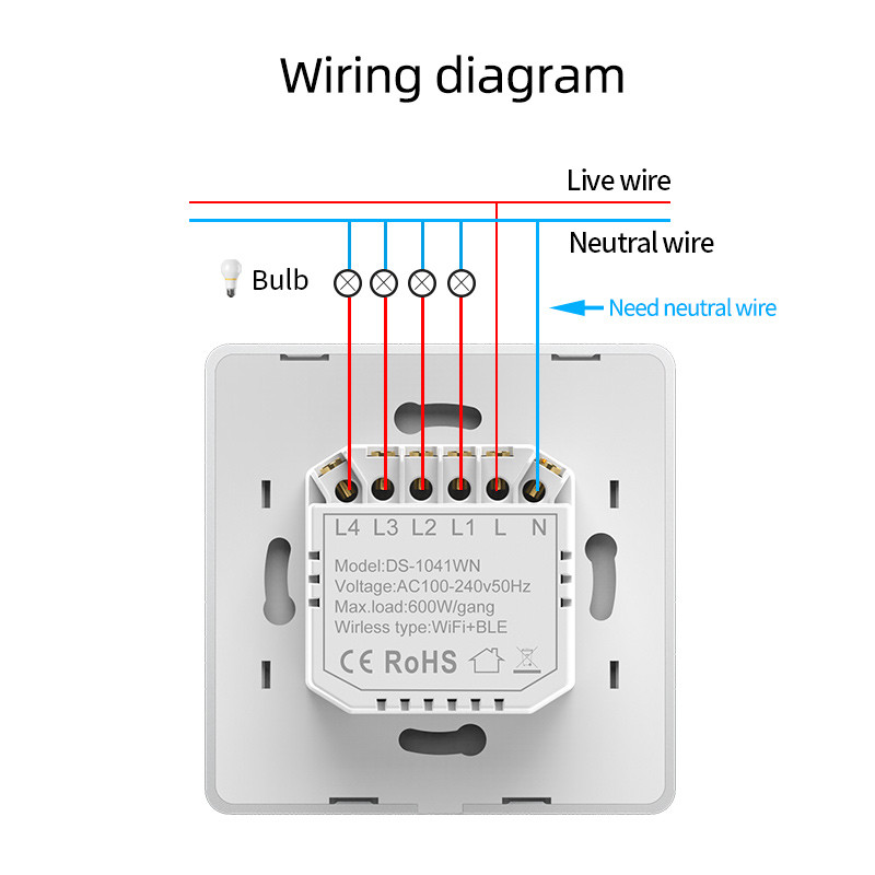 Tuya Wifi Smart Timer Switch Manufacturer Eu Standard 2 gang Led Sensor Light Voice Control Touch