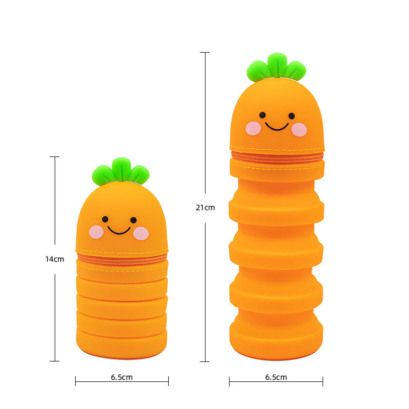 Cute Silicone Pencil Holder Girls Boys Storage Bag Students Stationery