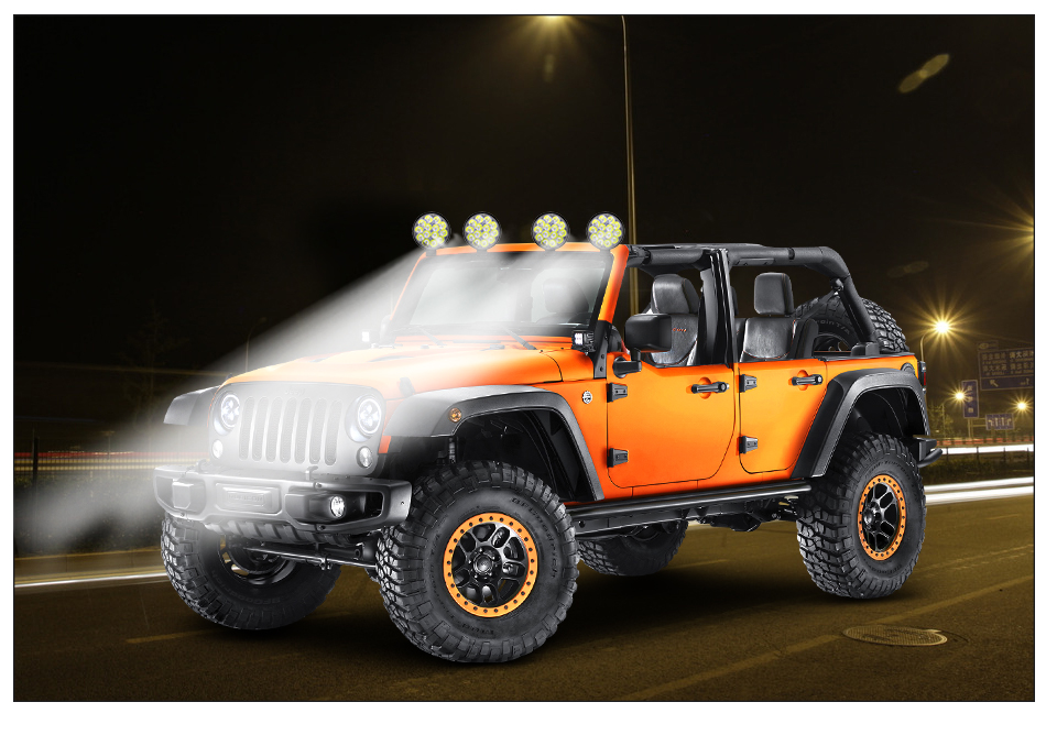 4X4 Offroad Headlight 14SMD 12V-80V Double Color Truck Spotlights