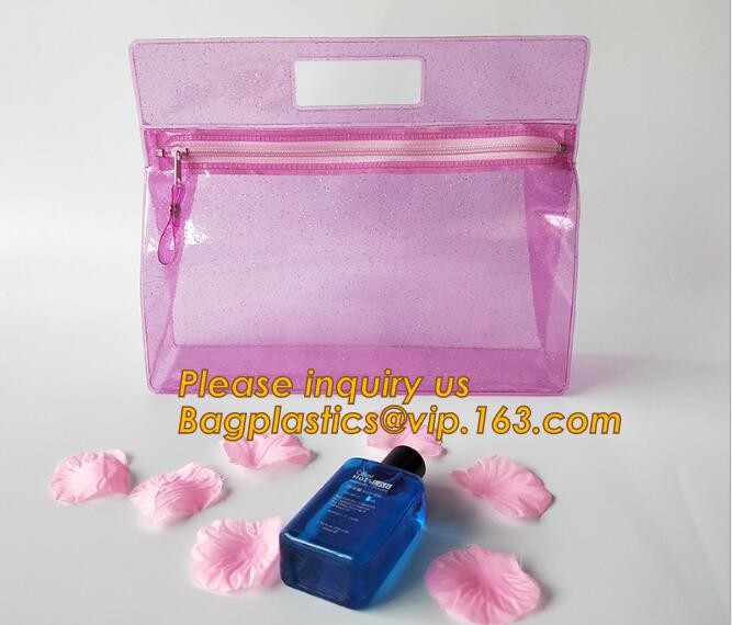 Factory Custom made Environmental PVC clear packaging toy storage handle bag,plastic tote packaging bag with handles fro
