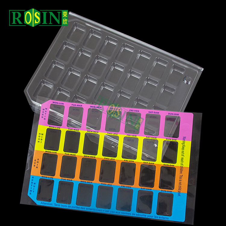 Custom Monthly Portable Pharmacy Blister Packaging Self Adhesive With Rip Off Lattice