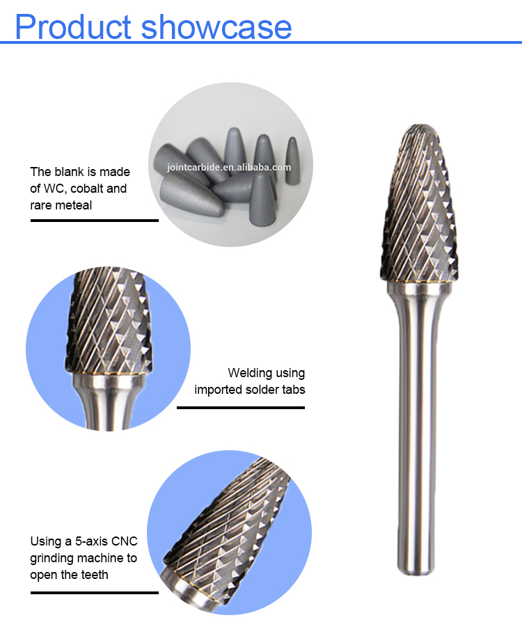 YG8 Industrial Cylindrical Carbide Burr Rotary Rasp For Drill Customized Shank Diamter