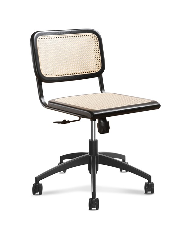 0.121CBM Executive Desk Rattan Office Chairs Wooden Black 46cm With Wheels Oem