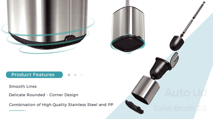 Sustainable Stainless Steel Flip Lid Household Cleaning Brush And Holder For Durable Toilet Brush