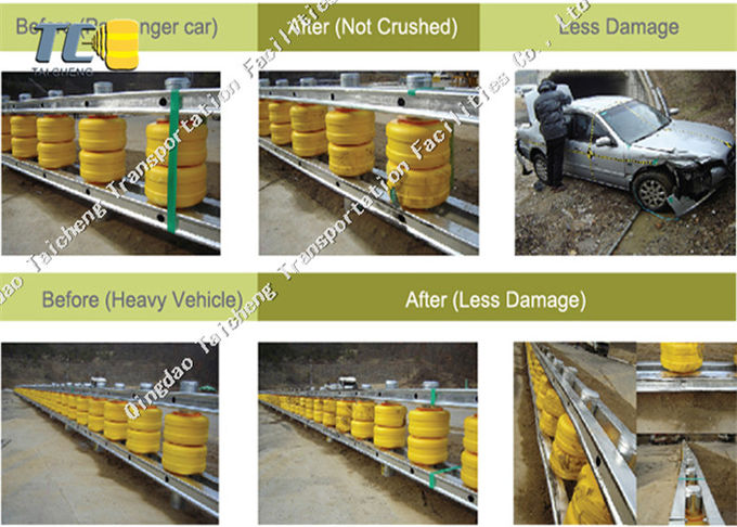 Bridge Metal Beam Crash Barrier With EVA PU Polyurethane Roller Material