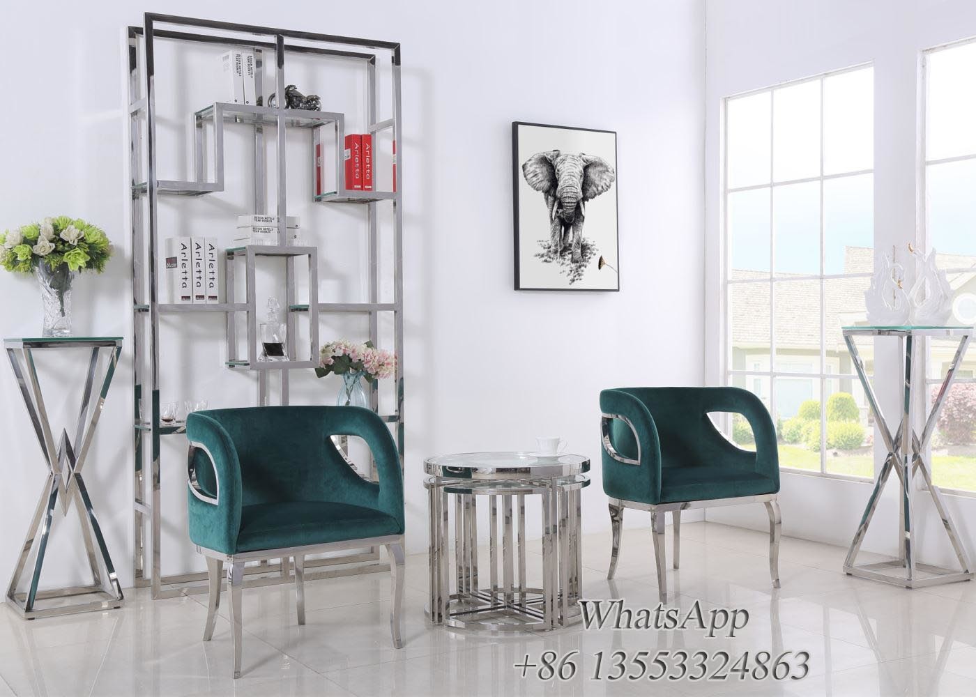 Velvet Dining Chair With Chrome Legs In Furniture Manufacturer (YS-11)