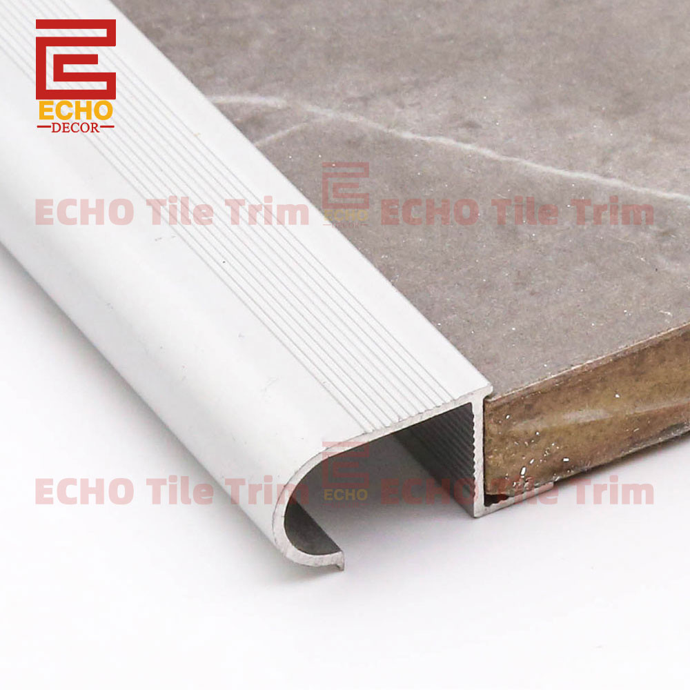 Aluminium Vinyl Stair Treads Round Nose Tile Stair Nosing Trim