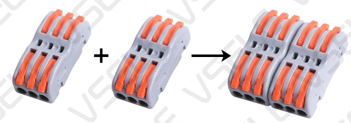 PC PA66 Compact Splicing Connectors Gray Body Orange Handle Colored