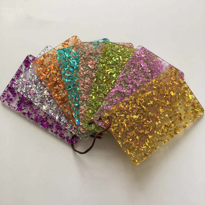 Flake Glitter Plexiglass Sheet Cut To Size Chunky Green Cast Acrylic 1040x620mm