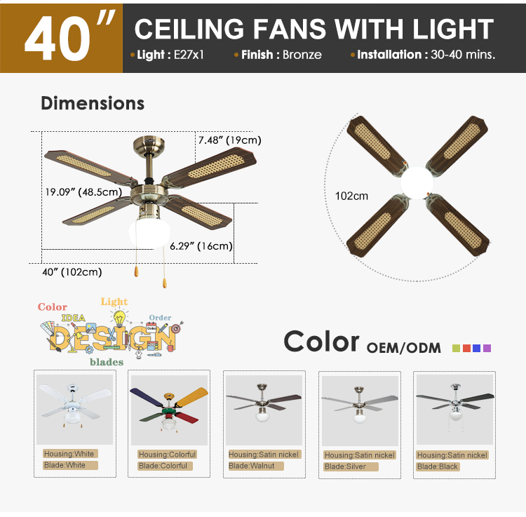 Comfortable Air Cooling Ceiling Fan with 110V Input Voltage and Traditional Style