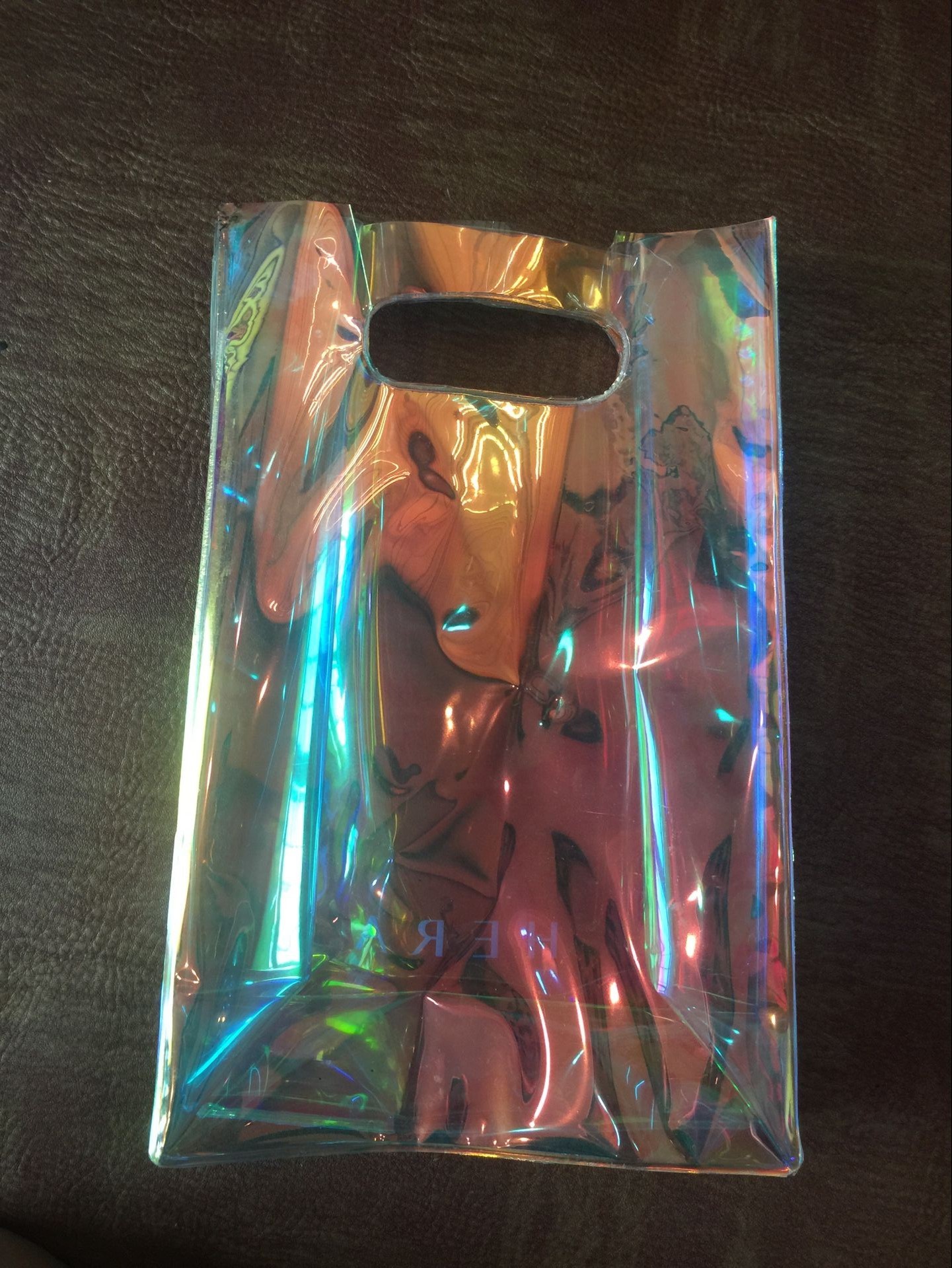 Shining Laser PVC Toiletry Bag , Customized Jewelry Gift Bag With Handle