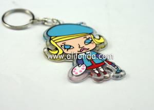 Buy cheap Cartoon girls figure shape emoji shape acrylic keychain custom promotional key ring manufacturer product