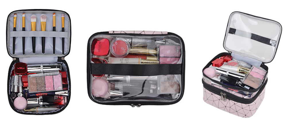 Zipper Closure Marble PU Makeup Organizer Travel Bag