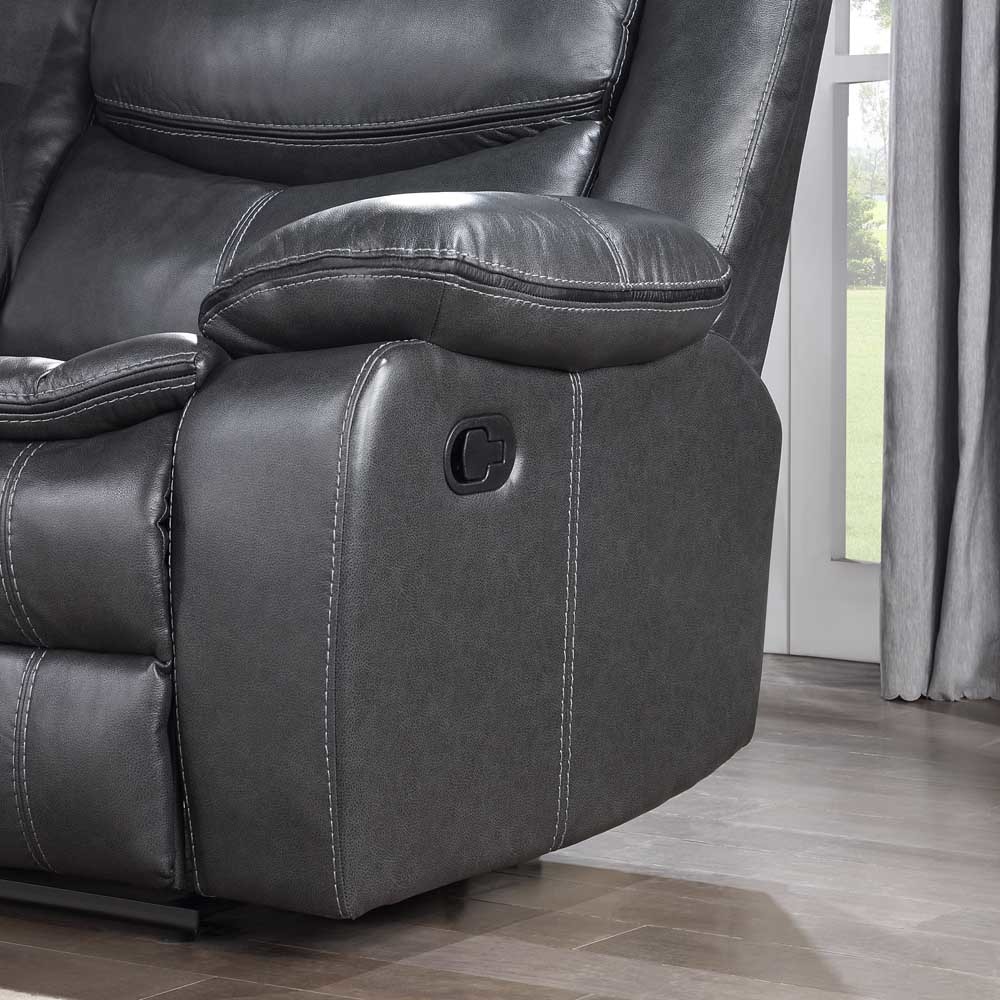 Recliner Corner Sofa with Storage Box, Gray Breathable Leatherette