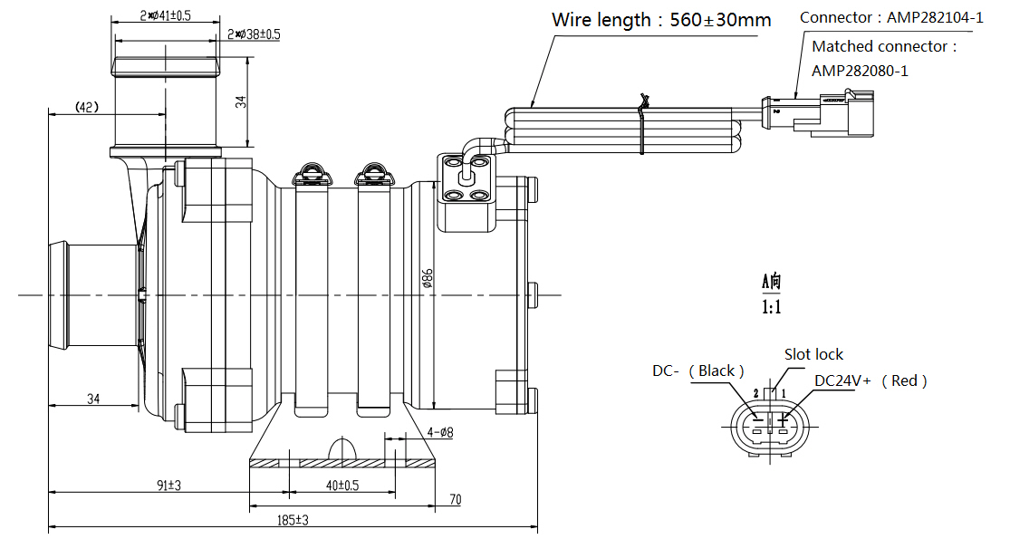 2800L/H 250W Brushless DC Motor Water Pump Automotive 20000h Fuel Cell Coolant Glycol Pump