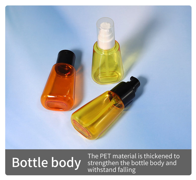 PET Clear Lotion Bottle Cosmetic Hair Oil Empty Bottle 70ml With Black Pump Head