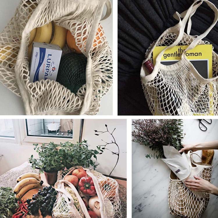 Vegan Reusable Vegetable Storage Bags Eco Friendly 100% Cotton AZO Free
