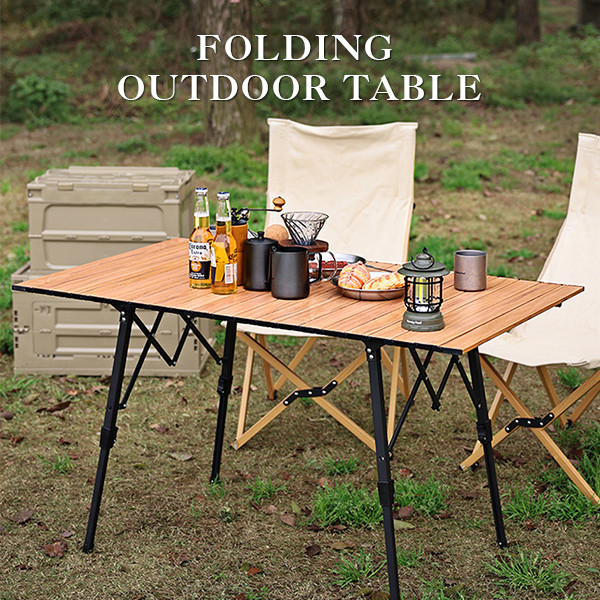 4-6 Person Large Folding Camping Table With Telescopic Legs Lightweight Aluminum Folding Table