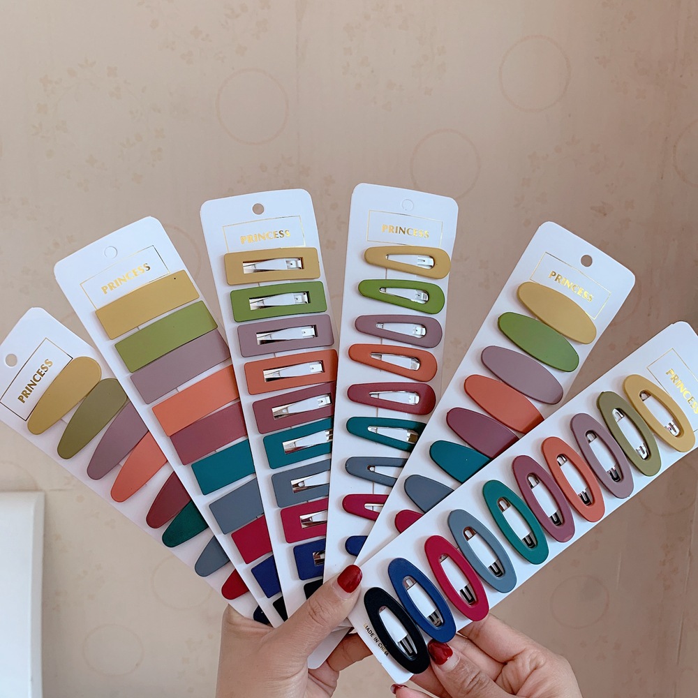 Metal Decorative Hair Clips Grips Kids Girl Jewelry Set BB Side Frosted Acrylic 10pcs/Set