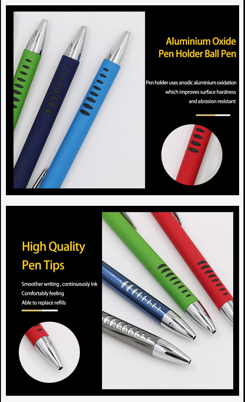Stylish Press Metal Ballpoint Pen Click Soft Touch Promotional Aluminum Ball Pen