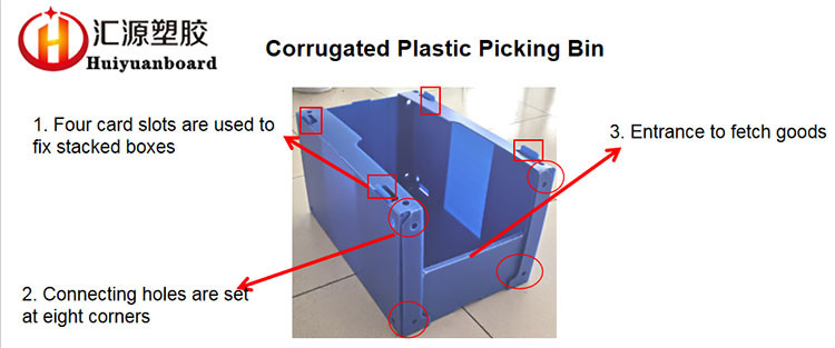 Stackable Picking Bins Folding Corrugated Plastic Box