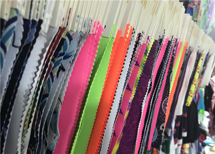 Foil Printing Recycled Swimwear Fabric Hologram Design Neon Bright Colors