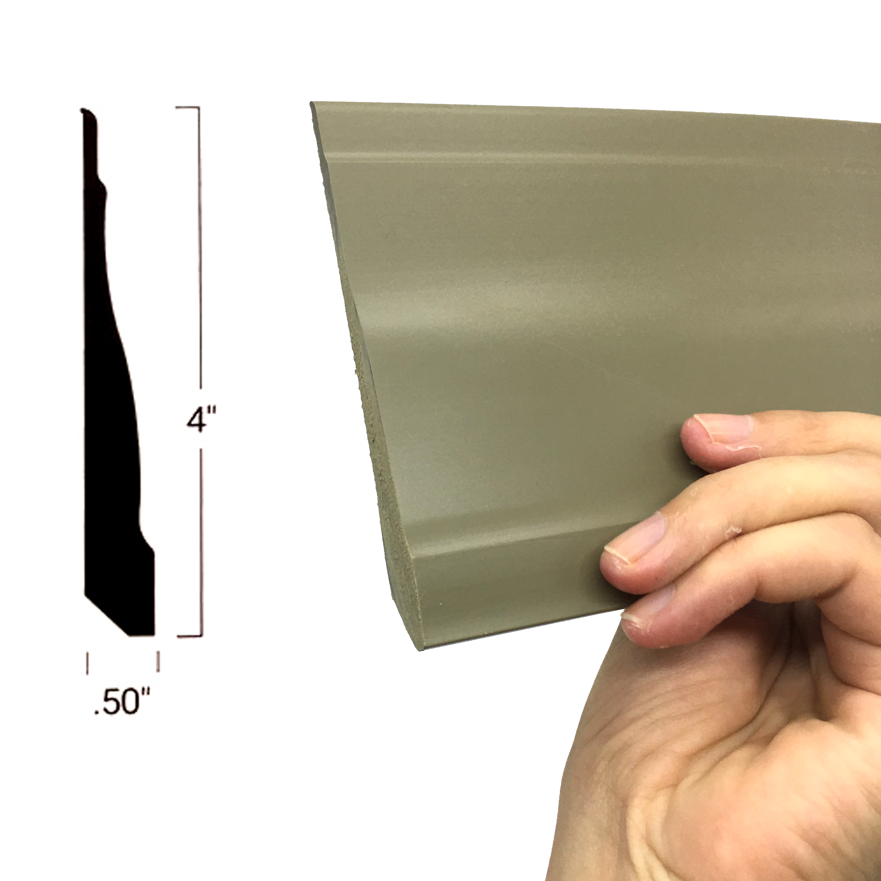 Wall Protection Vinyl Baseboard with Self Adhesive Cove Former and Flexible Design