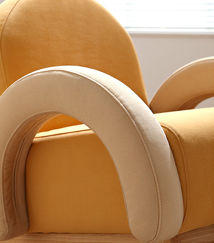 Nordic color Household Small Fabric Rocking Chair Hollow Arc Handrail