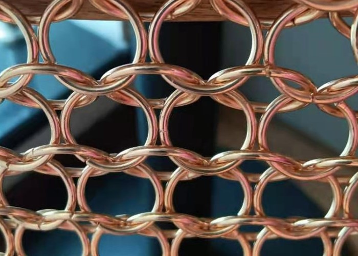 Chainmail Weave Ring Mesh Type Antique Appearance Metal Mesh Drapery With Metallic Color For Window Sun Shade