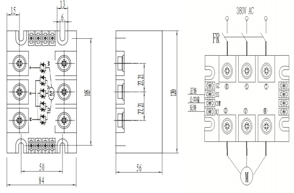 Motor Performer Control Thyristor Power Module Electronic Solid State Relay With RC / MOV Protection