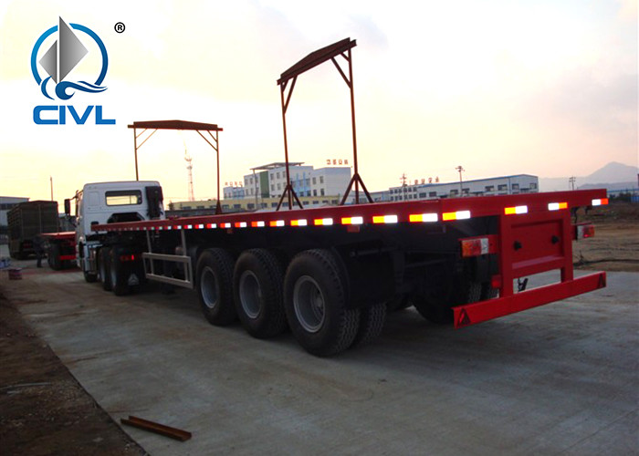 2/3/4 Axles Flatbed Semi-Trailer For Transporting Containers Jost Support Leg Fuwa Axle/ BPW Axle
