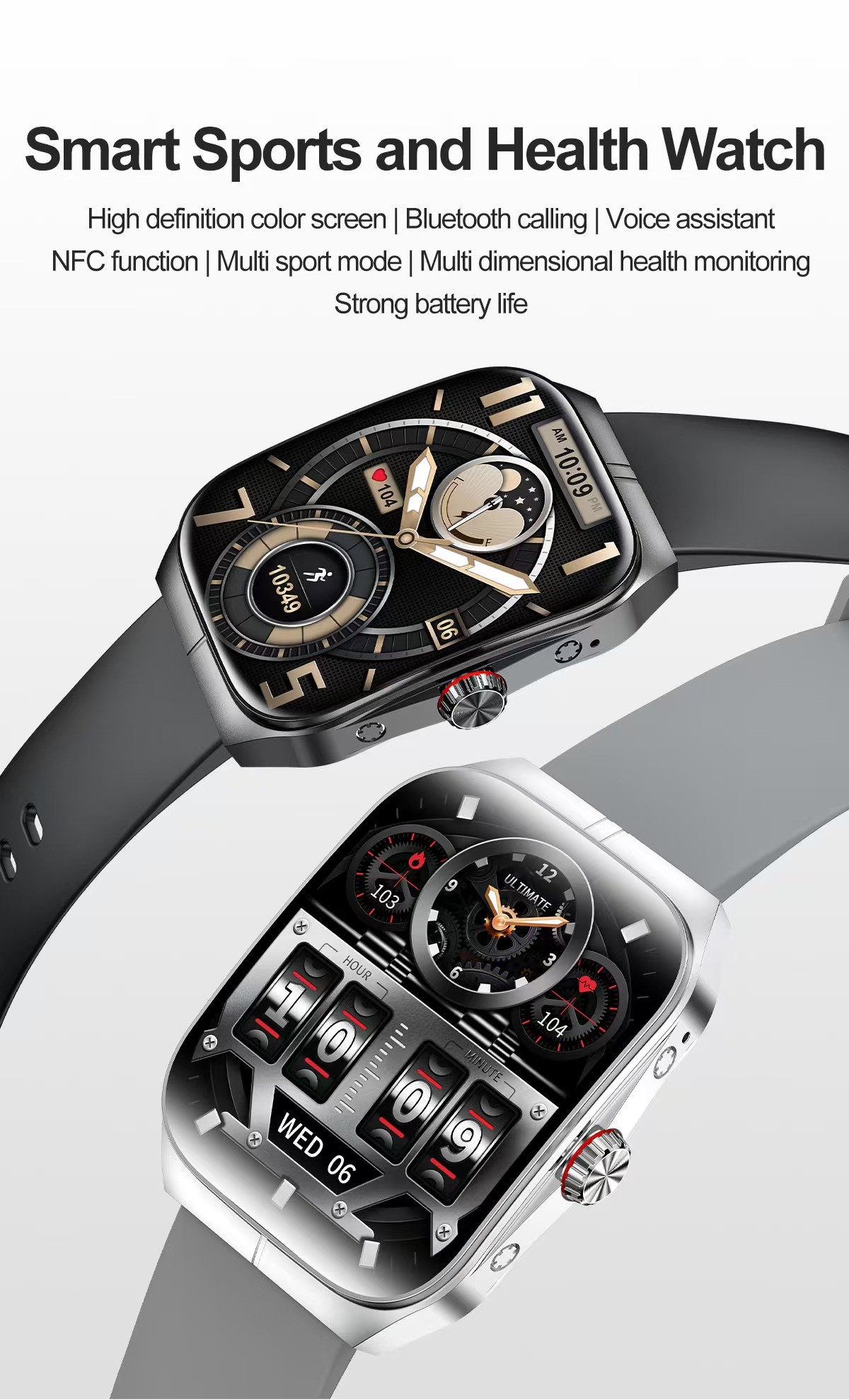 HK80 Men Smart Watch 300mAh Support Sedentary Reminder Smartwatch