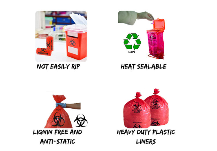 Ldpe Hospital Waste Collection Bags For Biohazard Garbag