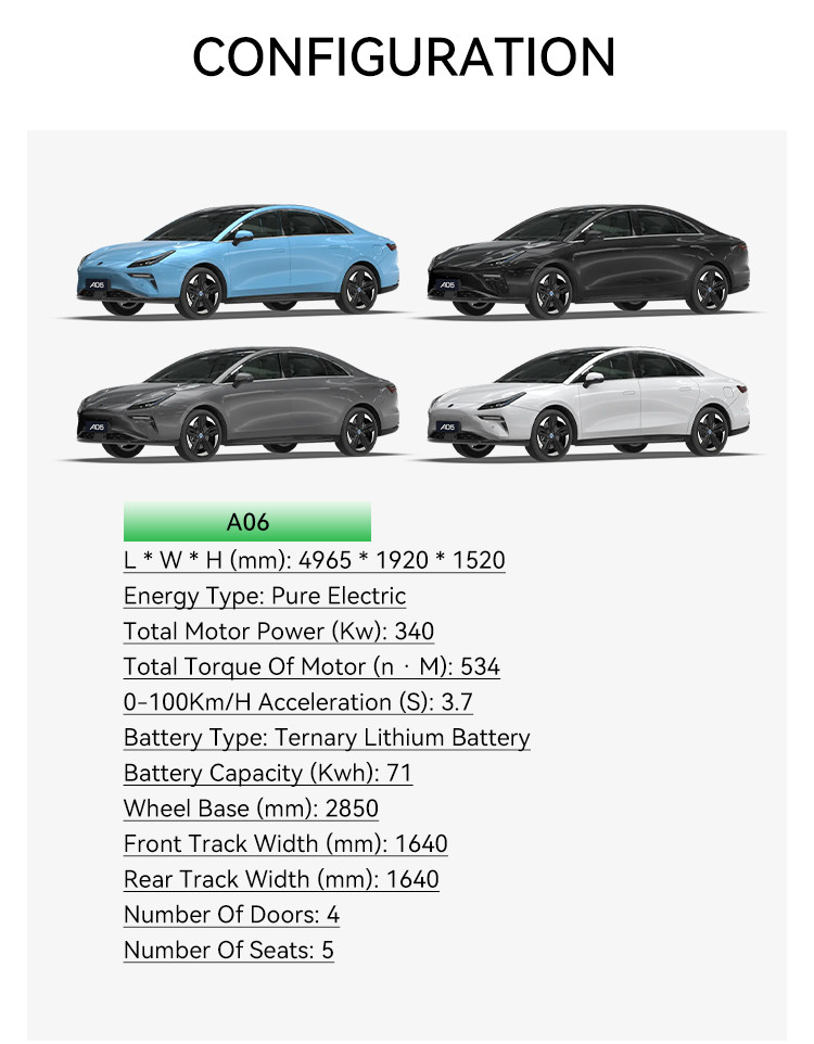 Hycan A06 Chinese Electric Taxi Midsize Electric Car With Range 550KM-630KM