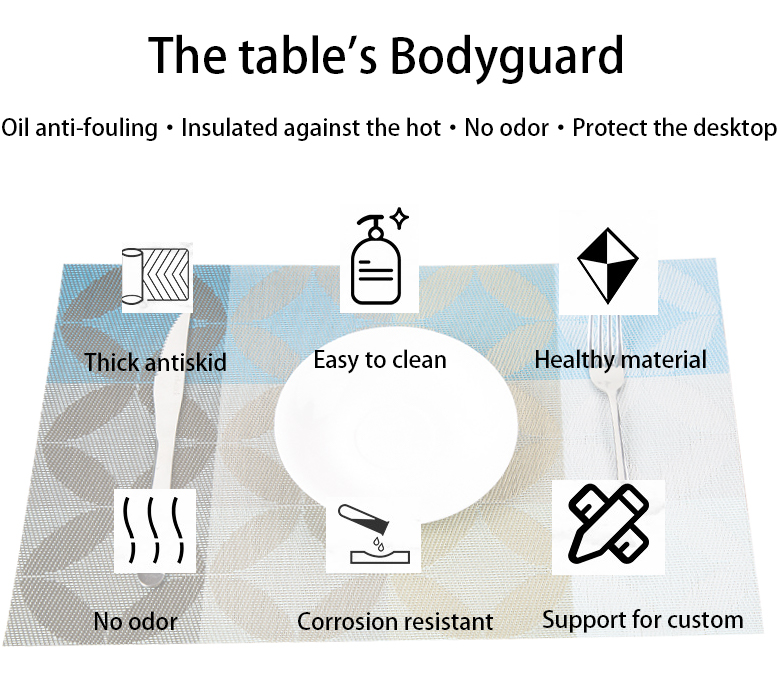 Anti-Skid PVC Place Mats for Breakfast Sustainable and Heat Resistant in Home Kitchen