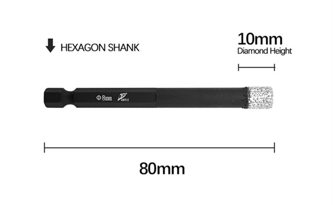 Black 5-25mm Hexagonal Shank Diamond Drill Core Bit Cooling Wax Brazed