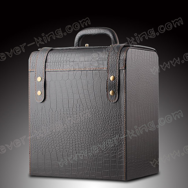 SGS Handmade Leather Glass Bottle Box For Luxury Liquors