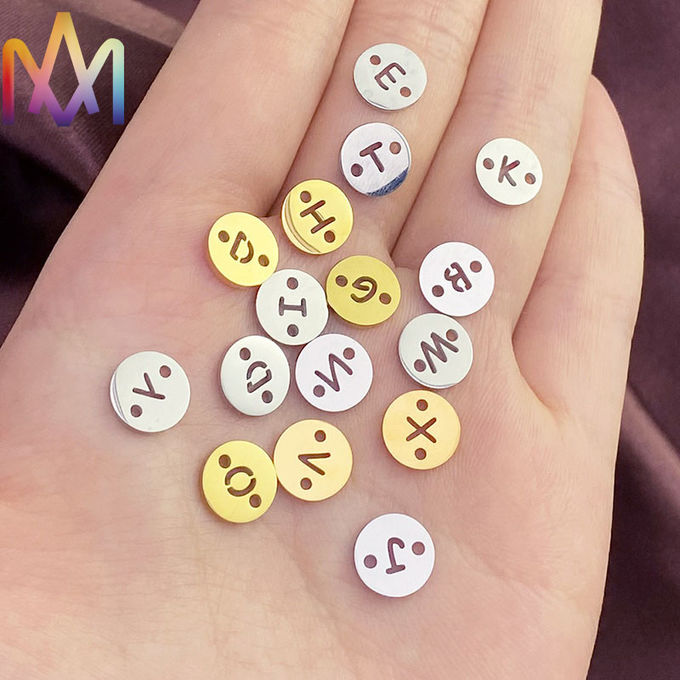 8.5mm 26Pcs A-Z Stainless Steel Letter Charms For Jewelry